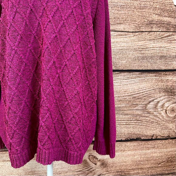 SOLD 🛍️ Jones New York Women’s Cotton Raspberry Cable Knit Sweater Plus 3X - Picture 4 of 9